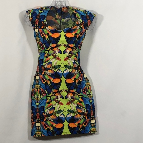 Blueman Dresses & Skirts - Blueman Butterfly art on a bodycon dress $49 OBO